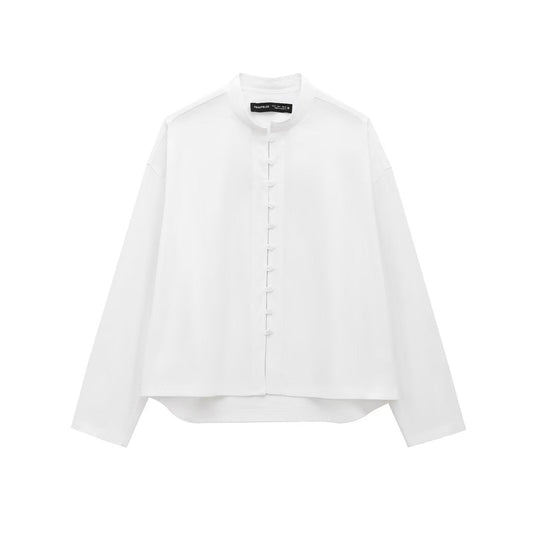 Fudus | Modischer Stehkragen Langarmshirt Top