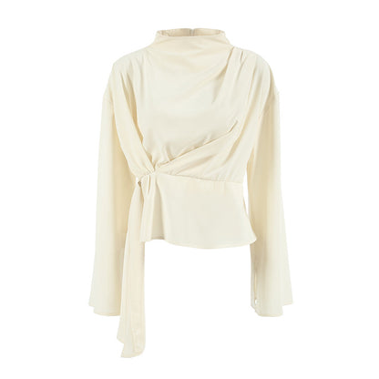 Fudus | Französische Chiffon Glockenärmel Plissierten Split Top