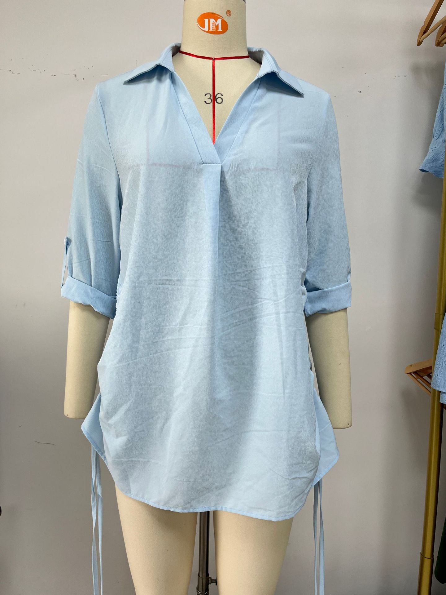 Fudus | Leichte lappenlose lockere Chiffon-Bluse mit halben Ärmeln