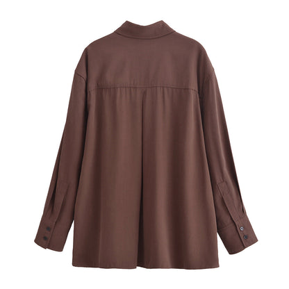 Fudus | Mode Split Hem Drapierter Kragen Langarmoberteil