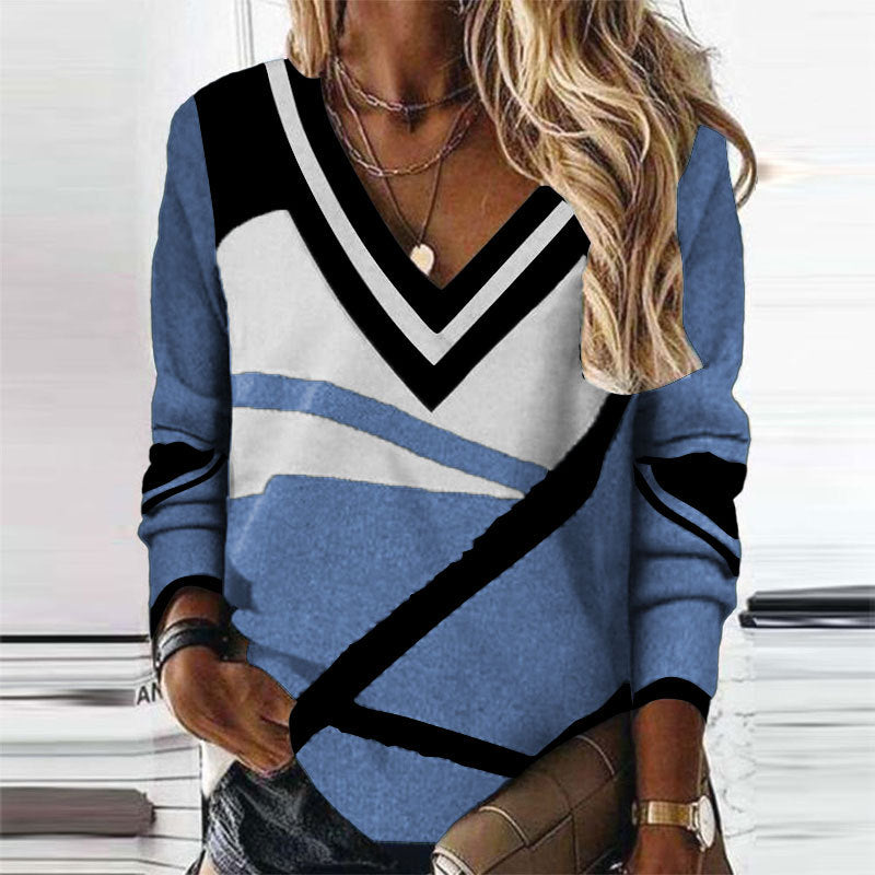 Fudus | Elegante Druck V-Ausschnitt Mode T-Shirt