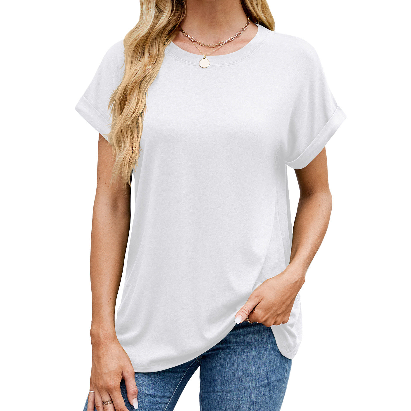 Fudus | Essentiell Einfarbig Rund Lockeres T-Shirt