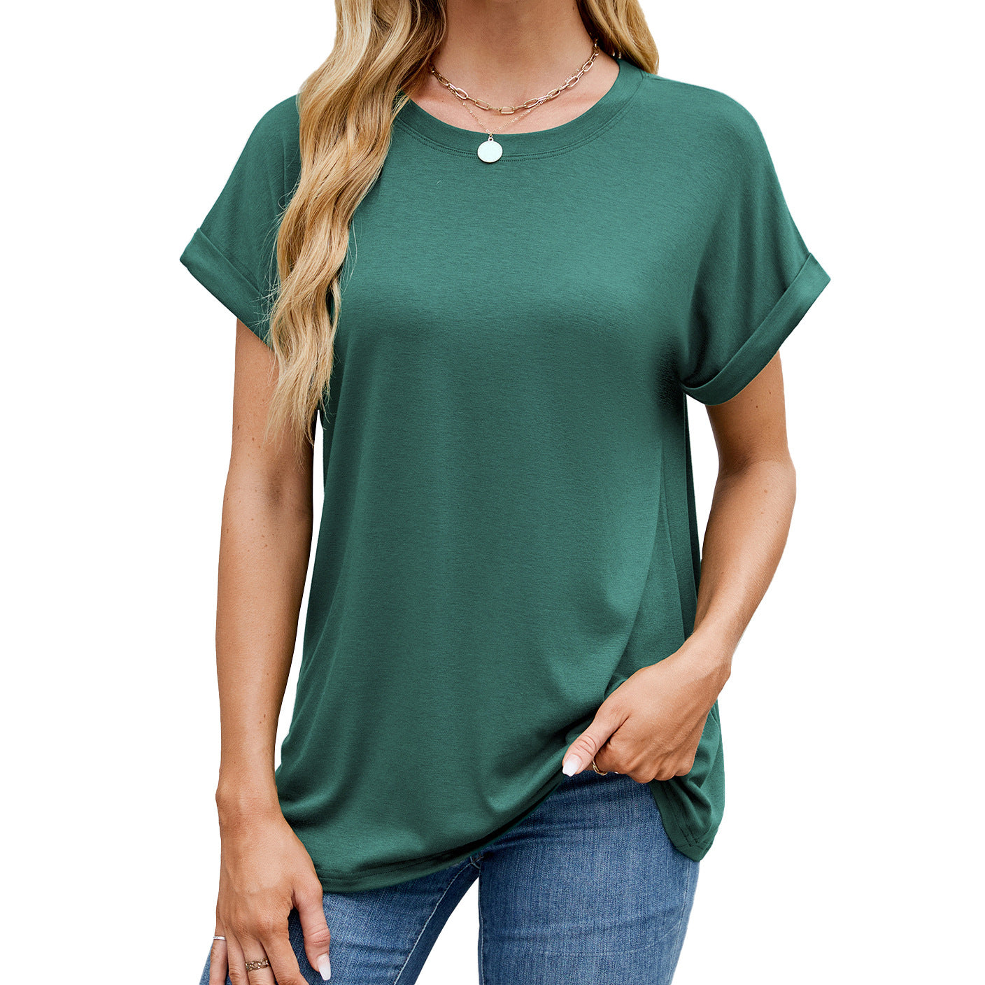Fudus | Essentiell Einfarbig Rund Lockeres T-Shirt
