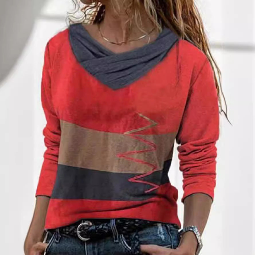 Fudus | F bold hot bedrucktes V-Ausschnitt Langarmshirt