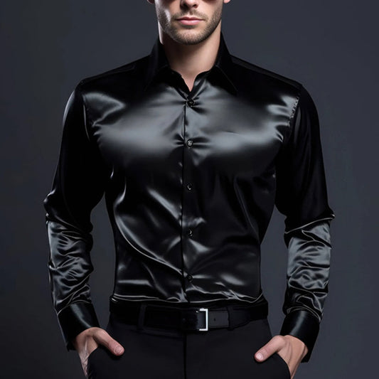Glänzendes Herren Satin Hemd
