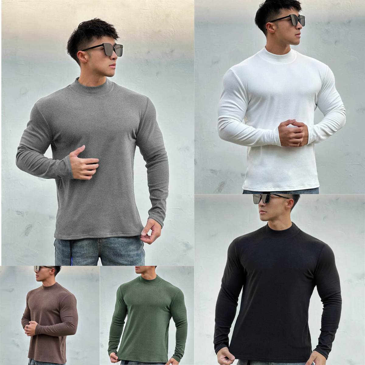 Ari - Slim Fit Rollkragen-Langarmhemd für Herren