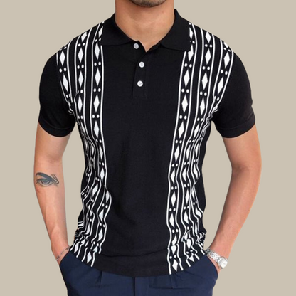 Casual Herren Poloshirt mit kurzen Ärmeln und Muster