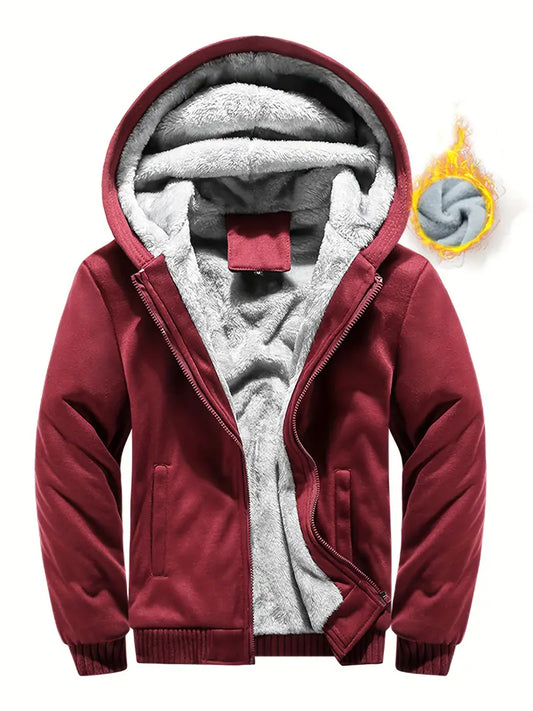 Liazen | Winter Warm Fleece Zipper Hooded Jacke, Solid Farbe verdickt lässiger Hoodie