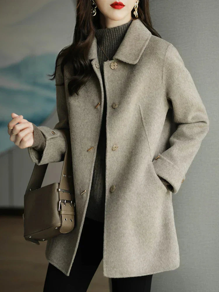Leynora | Grauer Wollmantel