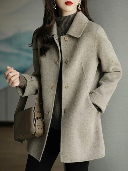 Leynora | Grauer Wollmantel