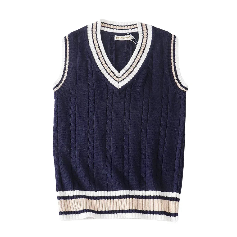 Christof - Dicker V-Ausschnitt ärmelloser Strickpullover für Herren