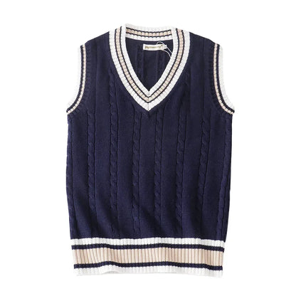 Christof - Dicker V-Ausschnitt ärmelloser Strickpullover für Herren