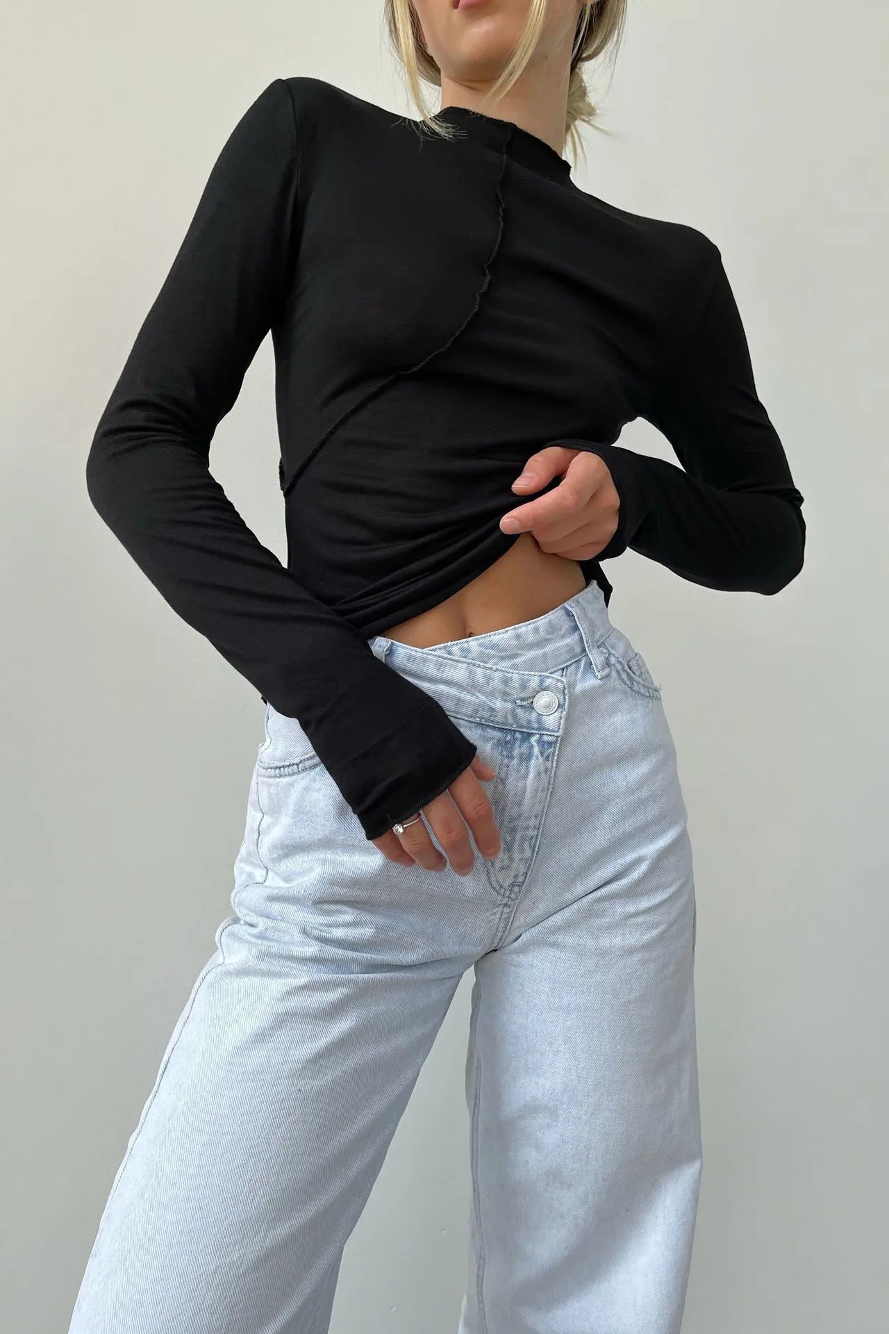 Fudus | Splice Slim Halbstehhals Langarmshirt