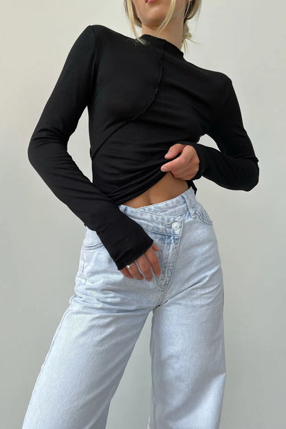 Fudus | Splice Slim Halbstehhals Langarmshirt
