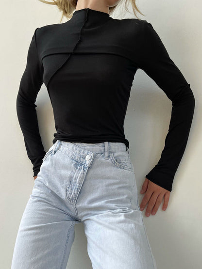 Fudus | Splice Slim Halbstehhals Langarmshirt