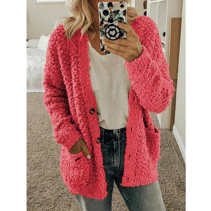 Leythara | Witte Fuzzy Gebreide Strickjacke