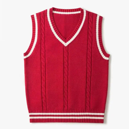 Christof - Dicker V-Ausschnitt ärmelloser Strickpullover für Herren