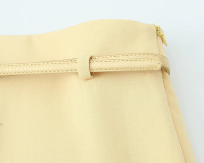 Fudus | V-ausschnitt Ärmelloses Gürtel Einreiher Top Und Hochtaillierter Taschen-gürtel Lange Rock