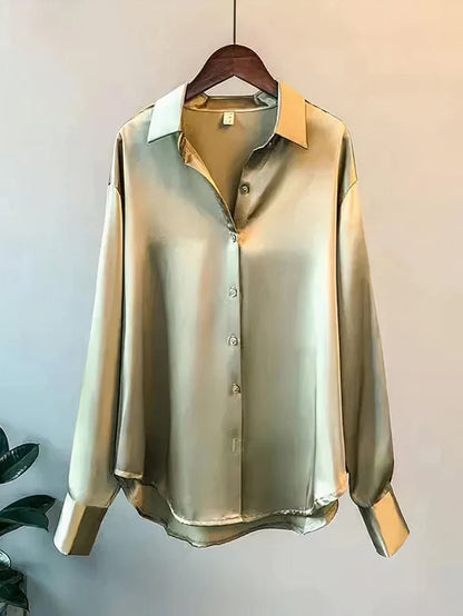 Langärmelige Satinbluse - Klara