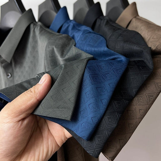 Herren Seide Polo mit Muster - luxuriös und komfortabel