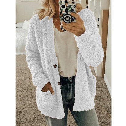 Leythara | Witte Fuzzy Gebreide Strickjacke