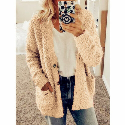 Leythara | Witte Fuzzy Gebreide Strickjacke