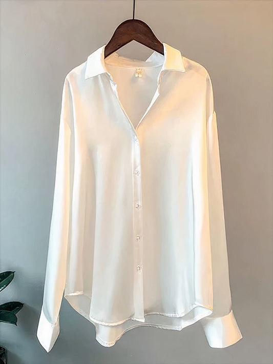 Langärmelige Satinbluse - Klara