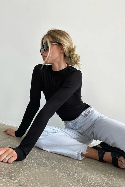 Fudus | Splice Slim Halbstehhals Langarmshirt