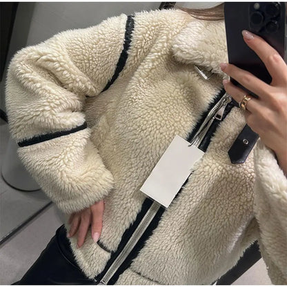 Leyralis | Damen Winterjacke mit Teddyfutter – Beige