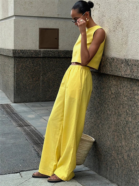 Fudus | Ärmelloses Cropped Top Und Weite-hose Sat