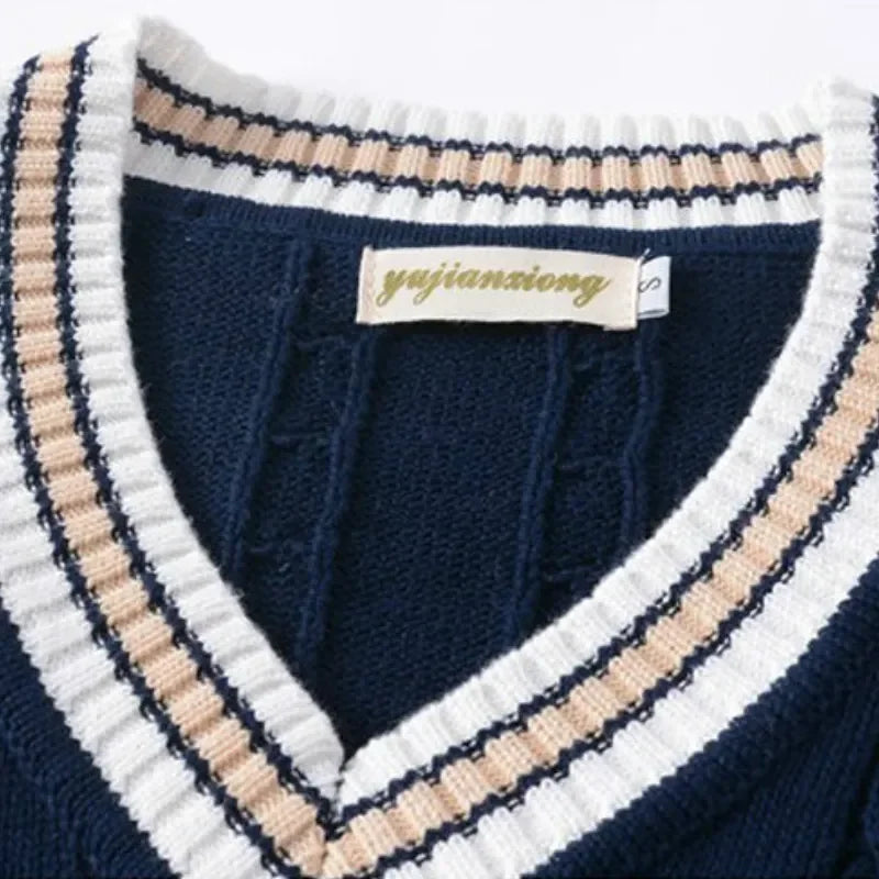 Christof - Dicker V-Ausschnitt ärmelloser Strickpullover für Herren