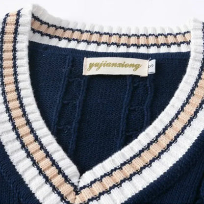 Christof - Dicker V-Ausschnitt ärmelloser Strickpullover für Herren