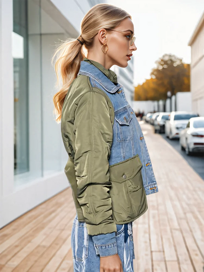 Reisola | Damen Patchwork Denimjacke mit Umlegekragen aus Baumwolle