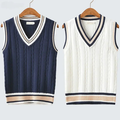 Christof - Dicker V-Ausschnitt ärmelloser Strickpullover für Herren