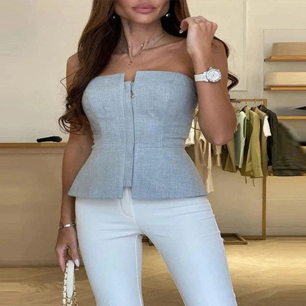 Veronika – Elegantes ärmelloses Damen-Top mit Reißverschluss