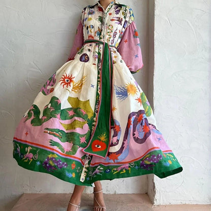Rachel – Lässiges Damenkleid mit Knöpfen und V-Ausschnitt