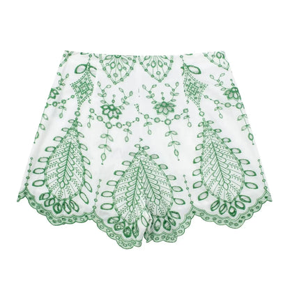 Fudus | Bestickte Bluse Und Shorts Zweiteiliges Sat