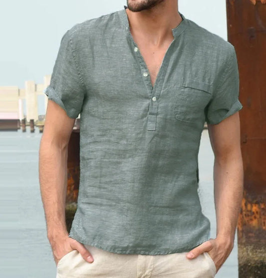 Schickes Leinen Button-Down Hemd für Herren