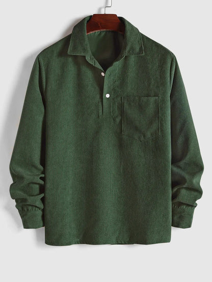 Herren Cord-Pulloverhemd | Casual Freizeithemd | Langarm