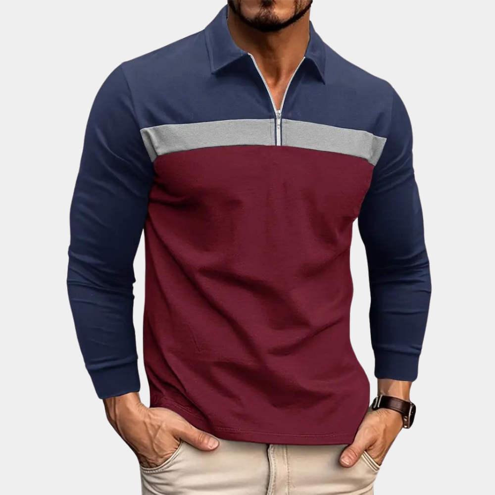 Herren Langarm Poloshirt Baumwolle Komfort-Fit
