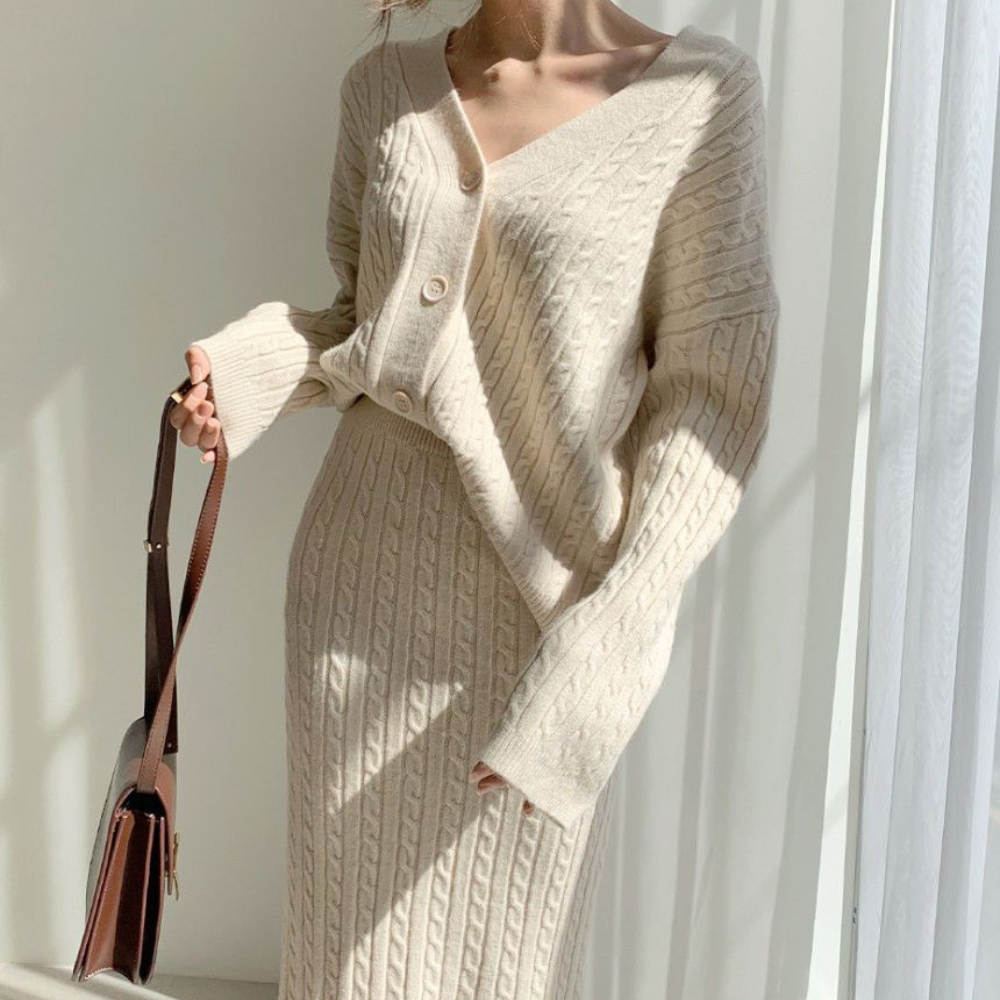 Set aus Strickoberteil und Rock - Amalie