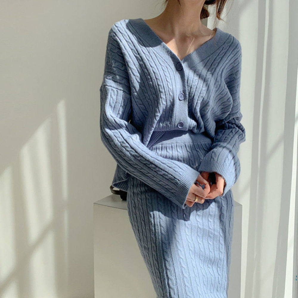 Set aus Strickoberteil und Rock - Amalie