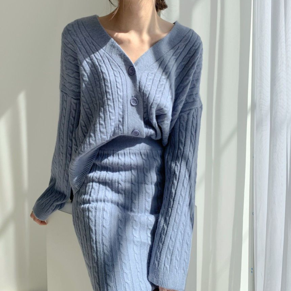 Set aus Strickoberteil und Rock - Amalie