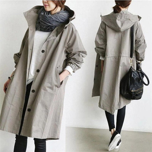 Helena - Stilvoller wasserdichter Trenchcoat mit praktischer Kapuze