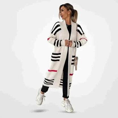 Linda - Stilvolle Damen-Strickjacke mit trendigem Streifenmuster