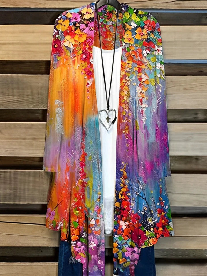 Annalena - Stilvolle Wickeljacke für Damen mit kunstvollem Druck