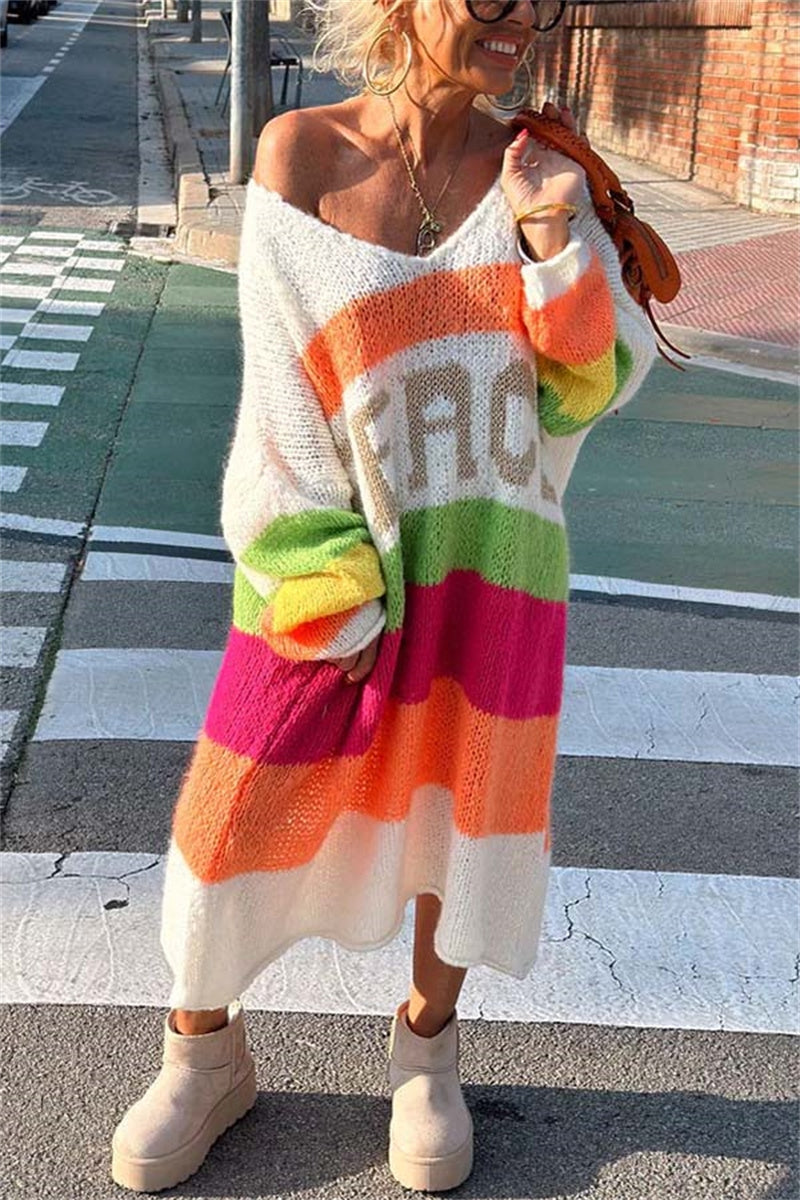 Marta - Farbenfroher Peace Pullover für Freude und Frieden
