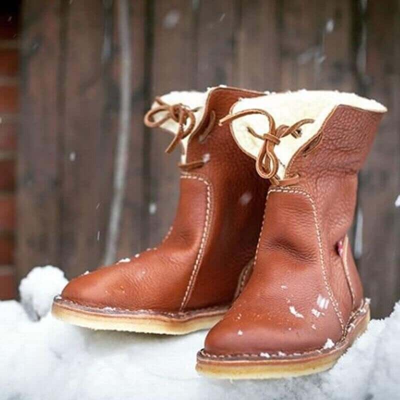 Elena - Beheizte und wasserdichte Lederfleece-Stiefel mit Wollfutter für den perfekten Winterkomfort