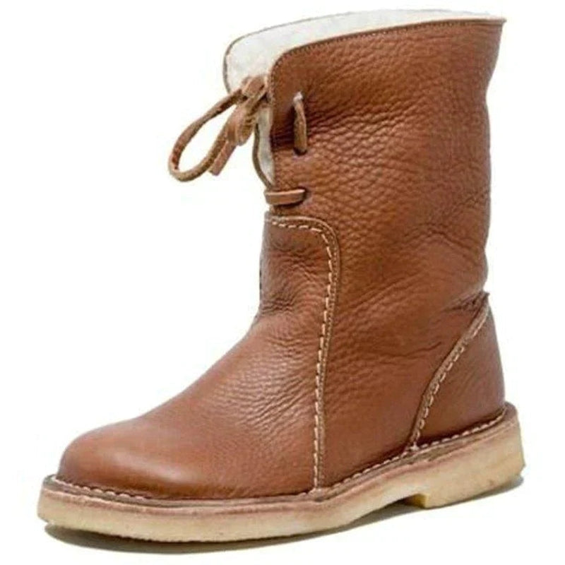 Elena - Beheizte und wasserdichte Lederfleece-Stiefel mit Wollfutter für den perfekten Winterkomfort