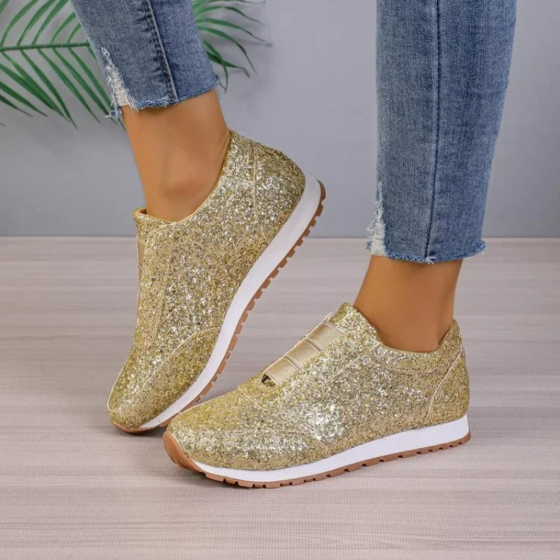 Stephanie - Glamouröse Damen Sneaker mit Glitzer für den Sommer